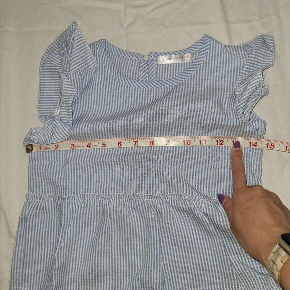 Matchables by Sunshine Swing | Blue Stripe Ruffle-Sleeve Top Mommy and Me Set - Picture 6 of 6